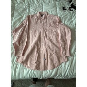 Ralph Lauren Mens Dress Shirt Button Down Long Sleeve Pink 17-34 Cotton‎